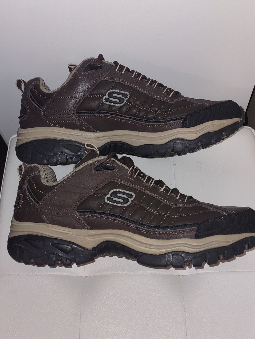 Skechers Energy Downforce Men Size 10 Leather Walking Shoes - Brown - Picture 7 of 11